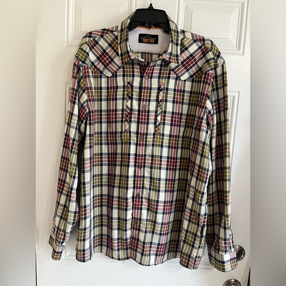 Orvis Trout Bum Dri Release Fishing Shirt Men’s L Plaid Long Sleeve Button Up